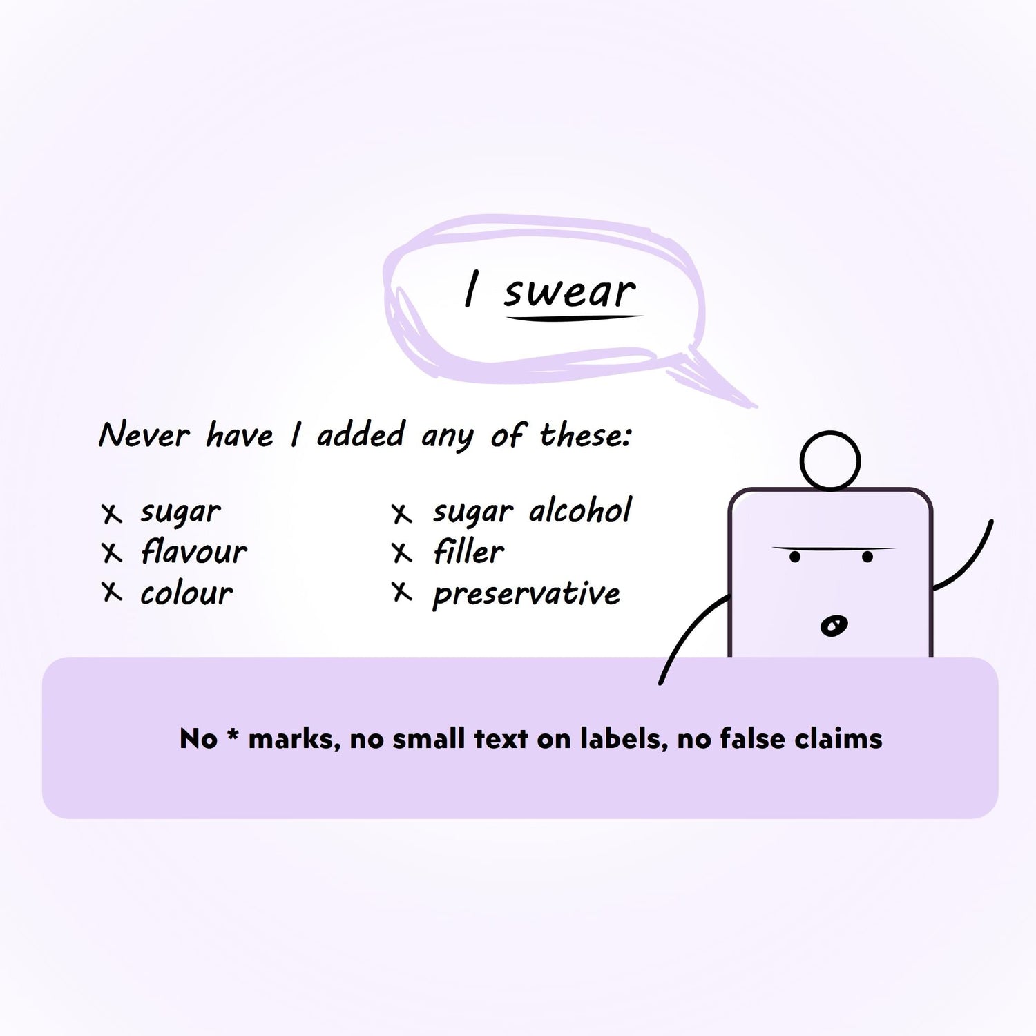 Stickler showcasing how rest up vitamin patches for better sleep and lower stress do not contain any sugar, flavour, colour, sugar alcohol, filler and preservative