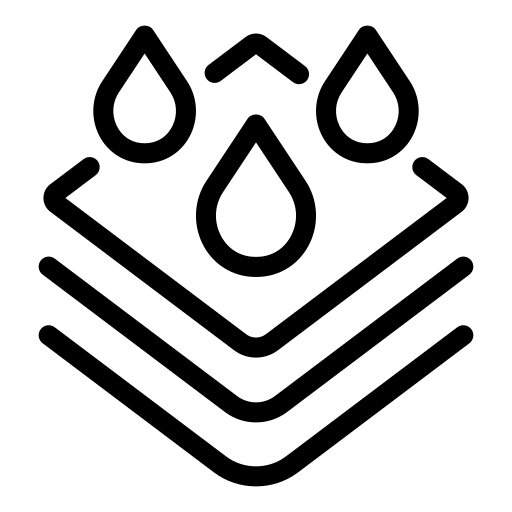 line diagram of absorption of drops through layers