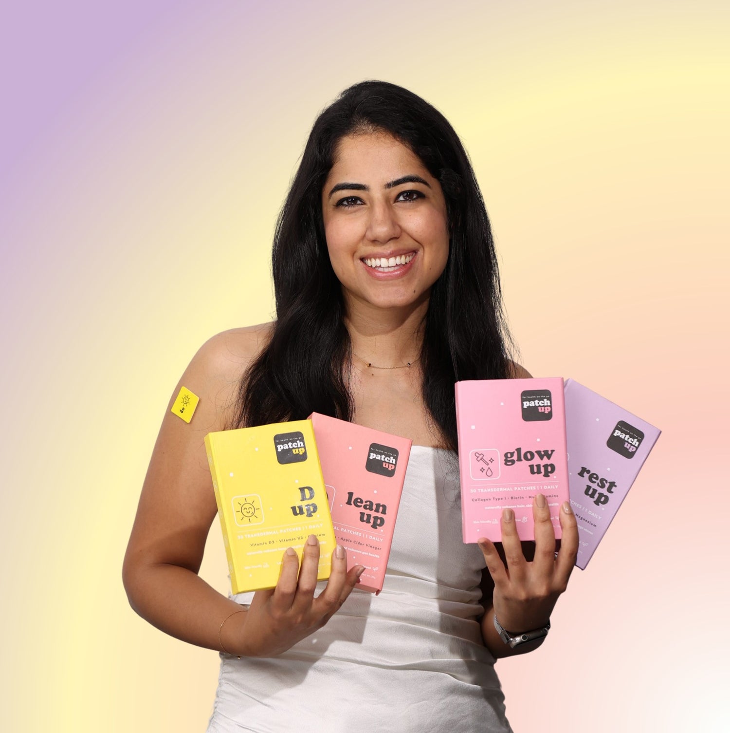 founder of patch up holding four types of vitamin patches